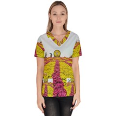 Beautiful Garden Women s V-neck Scrub Top by 1212