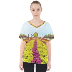 Beautiful Garden V-neck Dolman Drape Top by 1212