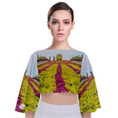 Beautiful Garden Tie Back Butterfly Sleeve Chiffon Top by 1212