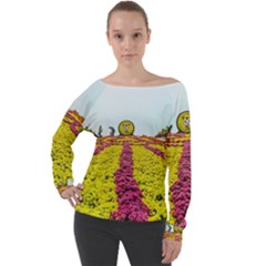 Beautiful Garden Off Shoulder Long Sleeve Velour Top by 1212