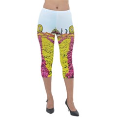 Beautiful Garden Lightweight Velour Capri Leggings 