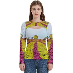 Beautiful Garden Women s Cut Out Long Sleeve T-shirt