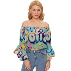 Sofia Off Shoulder Flutter Bell Sleeve Top