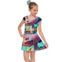 Beautiful flowers with cartoon Kids  Cap Sleeve Dress View1