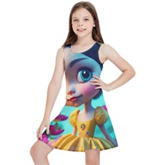 Beautiful Flowers With Cartoon Kids  Lightweight Sleeveless Dress by 1212