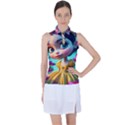 Beautiful flowers with cartoon Women s Sleeveless Polo T-Shirt View1