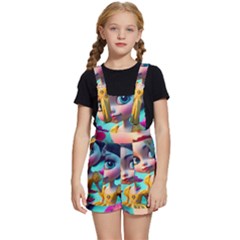 Beautiful Flowers With Cartoon Kids  Short Overalls by 1212