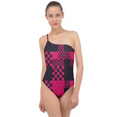 Cube Square Block Shape Creative Classic One Shoulder Swimsuit by Amaryn4rt