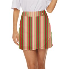 Pattern Background Red White Green Mini Front Wrap Skirt by Amaryn4rt