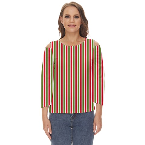 Pattern Background Red White Green Cut Out Wide Sleeve Top by Amaryn4rt