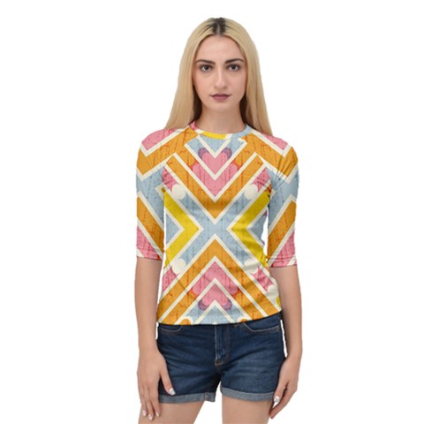 Line Pattern Cross Print Repeat Quarter Sleeve Raglan T-shirt by Amaryn4rt