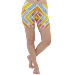 Line Pattern Cross Print Repeat Lightweight Velour Yoga Shorts by Amaryn4rt