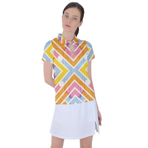 Line Pattern Cross Print Repeat Women s Polo T-shirt by Amaryn4rt