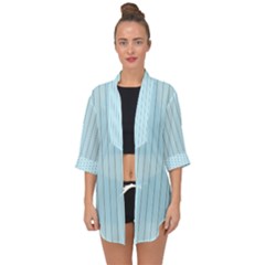 Stripes Striped Turquoise Open Front Chiffon Kimono by Amaryn4rt