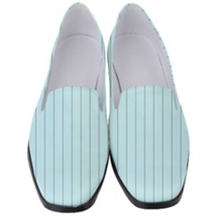 Stripes Striped Turquoise Women s Classic Loafer Heels by Amaryn4rt