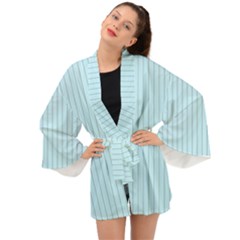 Stripes Striped Turquoise Long Sleeve Kimono by Amaryn4rt