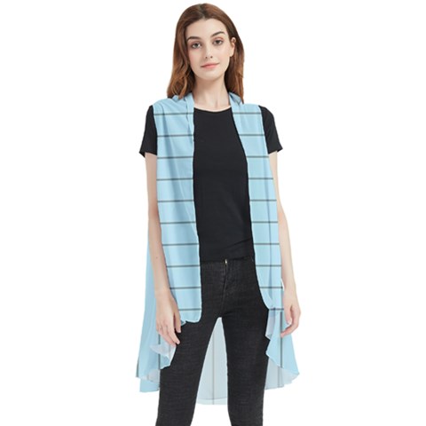 Stripes Striped Turquoise Sleeveless Chiffon Waistcoat Shirt by Amaryn4rt