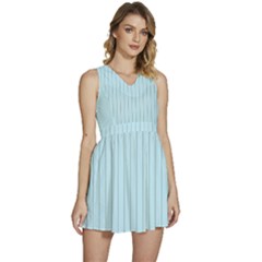 Stripes Striped Turquoise Sleeveless High Waist Mini Dress by Amaryn4rt