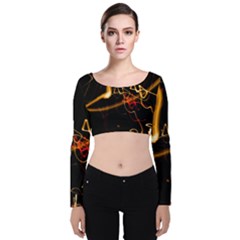 Abstract Velvet Long Sleeve Crop Top by Amaryn4rt