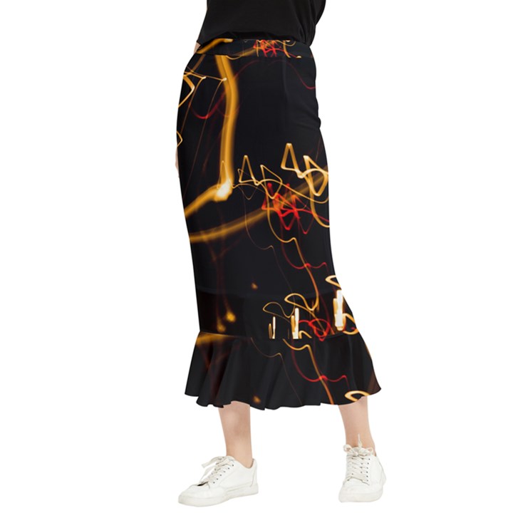 Abstract Maxi Fishtail Chiffon Skirt