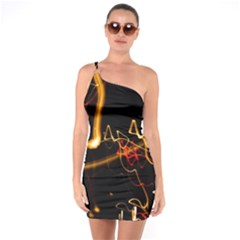 Abstract One Shoulder Ring Trim Bodycon Dress by Amaryn4rt