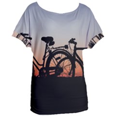 Bicycles Wheel Sunset Love Romance Women s Oversized T-shirt by Amaryn4rt