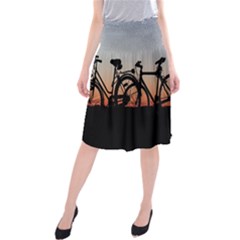 Bicycles Wheel Sunset Love Romance Midi Beach Skirt by Amaryn4rt