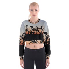 Bicycles Wheel Sunset Love Romance Cropped Sweatshirt