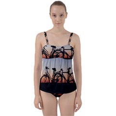 Bicycles Wheel Sunset Love Romance Twist Front Tankini Set by Amaryn4rt