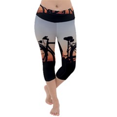 Bicycles Wheel Sunset Love Romance Lightweight Velour Capri Yoga Leggings by Amaryn4rt