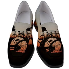 Bicycles Wheel Sunset Love Romance Women s Chunky Heel Loafers by Amaryn4rt