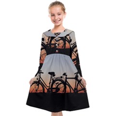 Bicycles Wheel Sunset Love Romance Kids  Midi Sailor Dress by Amaryn4rt