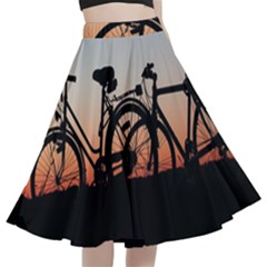 Bicycles Wheel Sunset Love Romance A-line Full Circle Midi Skirt With Pocket by Amaryn4rt