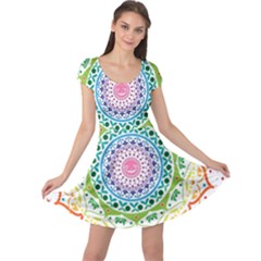 Mandala Pattern Rainbow Pride Cap Sleeve Dress by Vaneshop