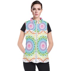 Mandala Pattern Rainbow Pride Women s Puffer Vest