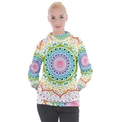 Mandala Pattern Rainbow Pride Women s Hooded Pullover