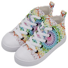 Mandala Pattern Rainbow Pride Kids  Mid-top Canvas Sneakers by Vaneshop