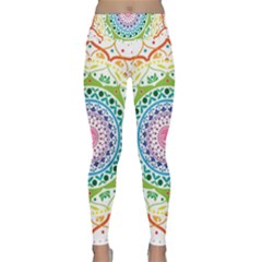 Mandala Pattern Rainbow Pride Lightweight Velour Classic Yoga Leggings by Vaneshop