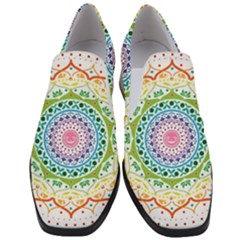 Mandala Pattern Rainbow Pride Women Slip On Heel Loafers by Vaneshop