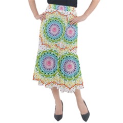 Mandala Pattern Rainbow Pride Midi Mermaid Skirt by Vaneshop