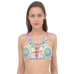 Mandala Pattern Rainbow Pride Cage Up Bikini Top