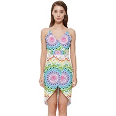 Mandala Pattern Rainbow Pride Wrap Frill Dress by Vaneshop