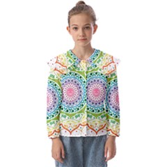 Mandala Pattern Rainbow Pride Kids  Peter Pan Collar Blouse