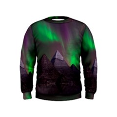 Fantasy Pyramid Mystic Space Aurora Kids  Sweatshirt by Grandong