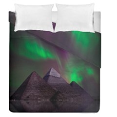 Fantasy Pyramid Mystic Space Aurora Duvet Cover Double Side (queen Size) by Grandong