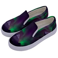 Fantasy Pyramid Mystic Space Aurora Kids  Canvas Slip Ons by Grandong