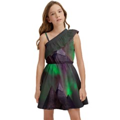 Fantasy Pyramid Mystic Space Aurora Kids  One Shoulder Party Dress by Grandong