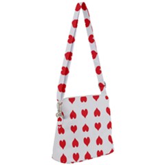 Heart Red Love Valentines Day Zipper Messenger Bag by Bajindul