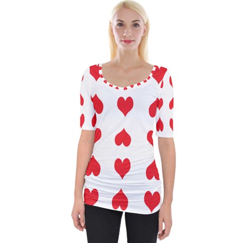 Heart Red Love Valentines Day Wide Neckline T-shirt by Bajindul