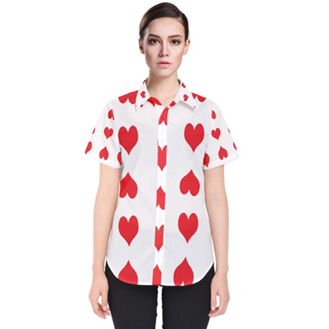 Heart Red Love Valentines Day Women s Short Sleeve Shirt by Bajindul